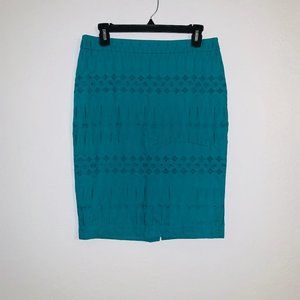 Anne Taylor LOFT Cyan Eyelet Pencil Skirt